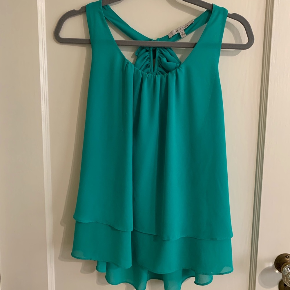 Green Racerback Top with Ruffles - Picture 3 of 4